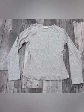 ADANOLA Ribbed Long Sleeve Top Crewneck Shirt Grey XL